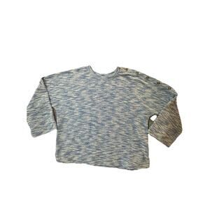 Time and Tru Blue White Marled Knit Button Shoulder Pullover Sweater XL 16-18